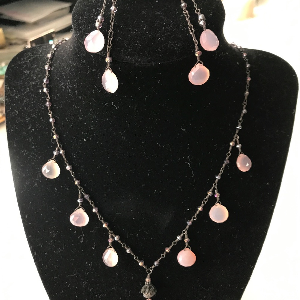 Li Li Clever Pink Chalcedony Jewelry Set